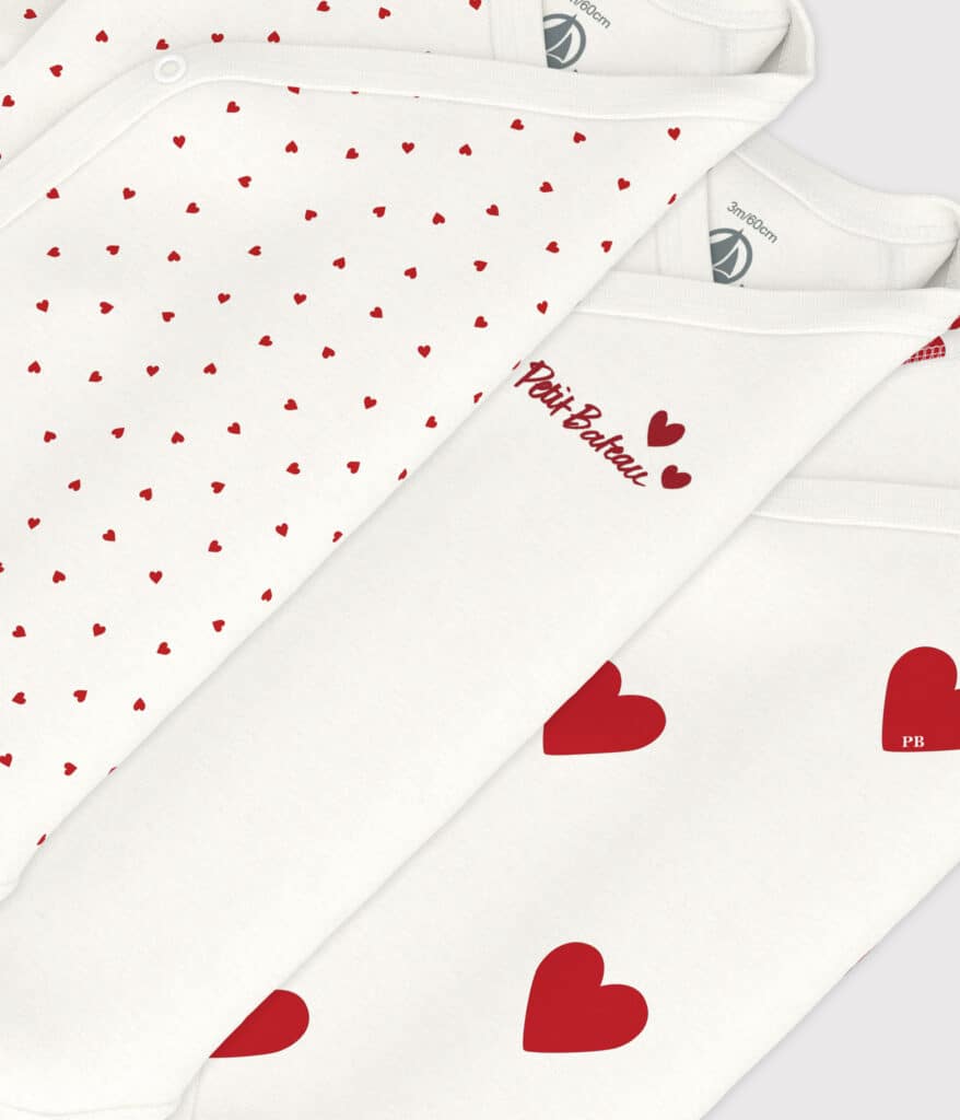 3 bodies manches longues mixtes blanc et rouge petit bateau