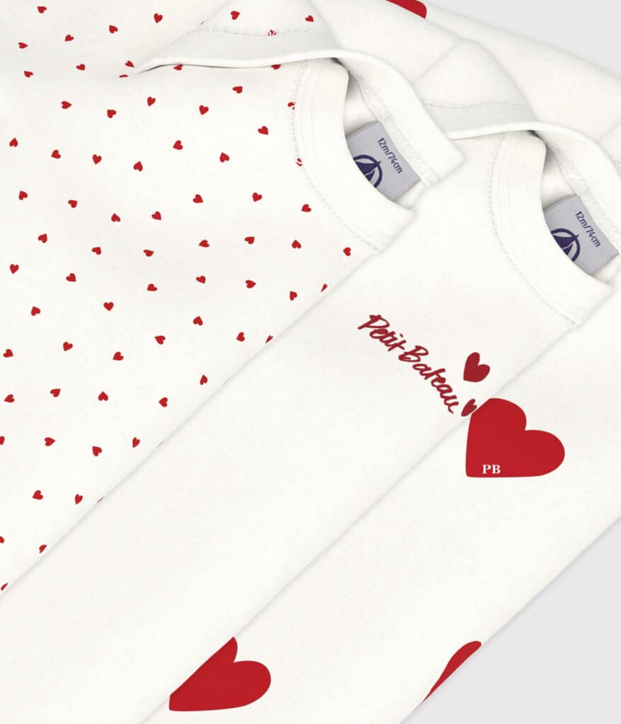 3 bodies manches longues mixtes blanc et rouge petit bateau