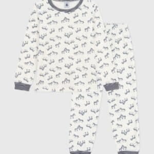 pyjama garçon velours blanc et bleu petit bateau