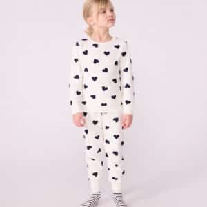 pyjama fille coton éponge blanc et noir petit bateau