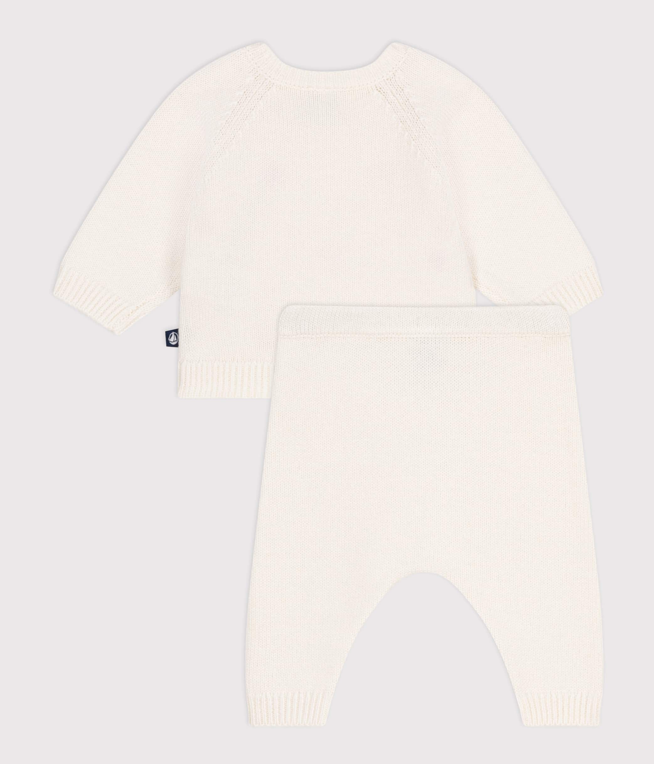 ensemble 2 pièces cardigan et pantalon unisexe beige et rouge petit bateau