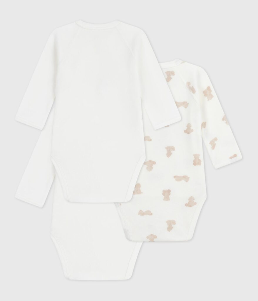 3 bodies manches longues mixtes blanc et brun petit bateau