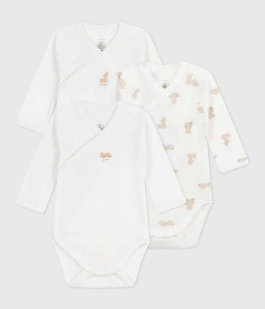 3 bodies manches longues mixtes blanc et brun petit bateau