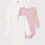 3 bodies manches longues fille blanc et rose petit bateau