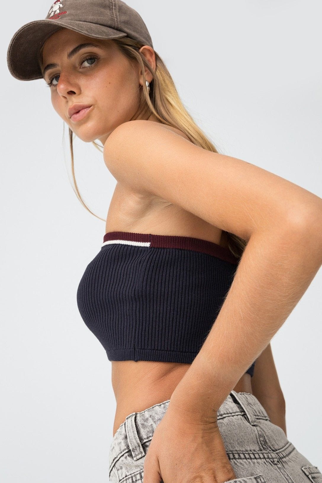 bandeau côtelé bleu