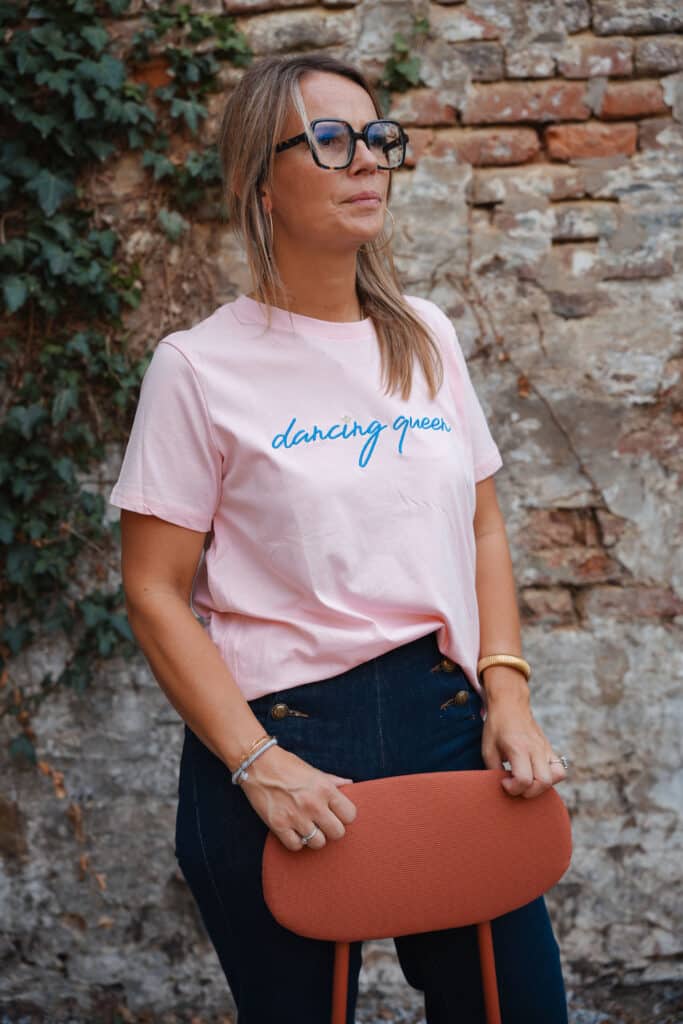 t shirt manches courtes rose dancing queen