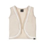 gilet sans manches beige dentelle blanc
