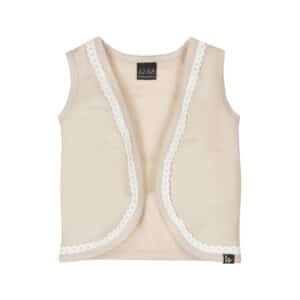 gilet sans manches beige dentelle blanc