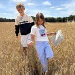 pantalon fluide ligné bleu clair