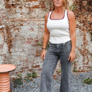 jeans gris foncé bouton