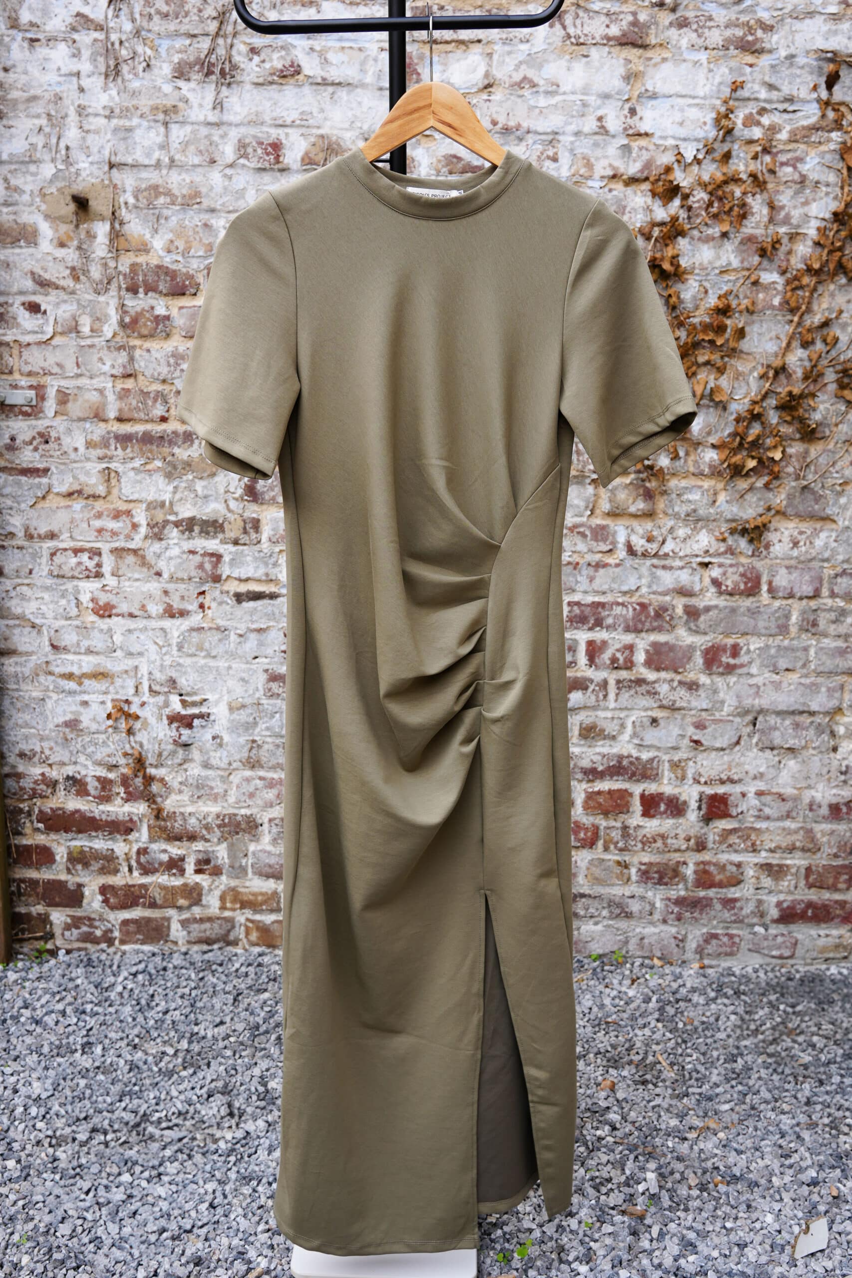 robe longue à manches courtes kaki