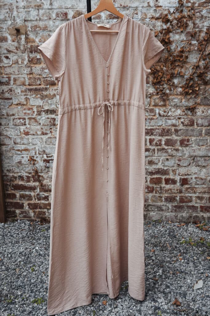 robe longue à manches courtes taupe
