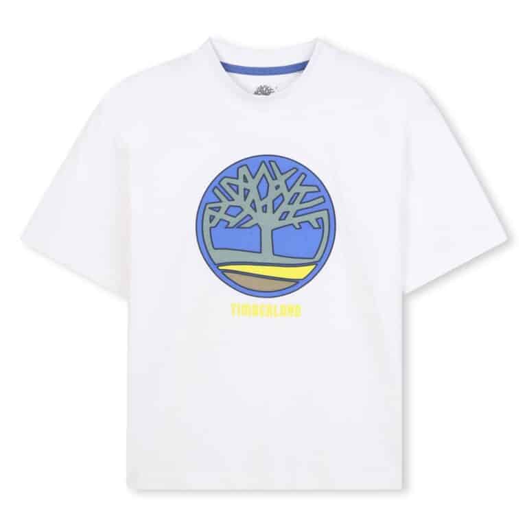 t shirt manches courtes blanc bleu jaune