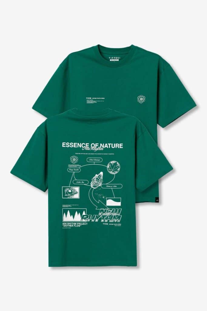 t shirt manches courtes vert