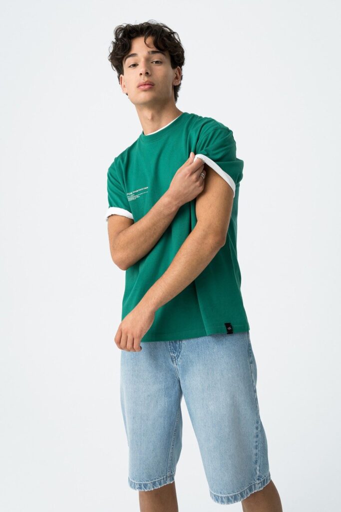 t shirt manches courtes vert