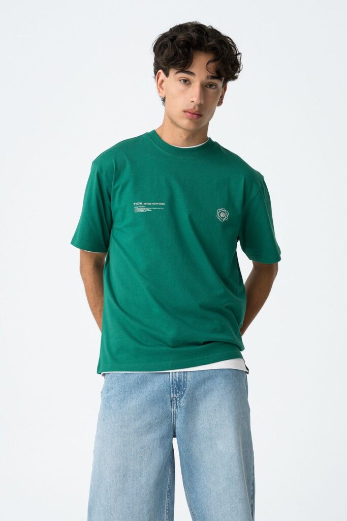 t shirt manches courtes vert