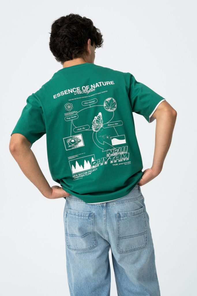 t shirt manches courtes vert