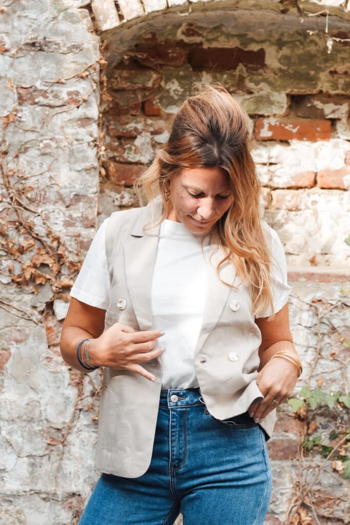 blazer sans manches taupe