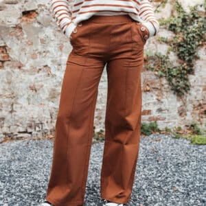 pantalon large – camel, fermeture côté