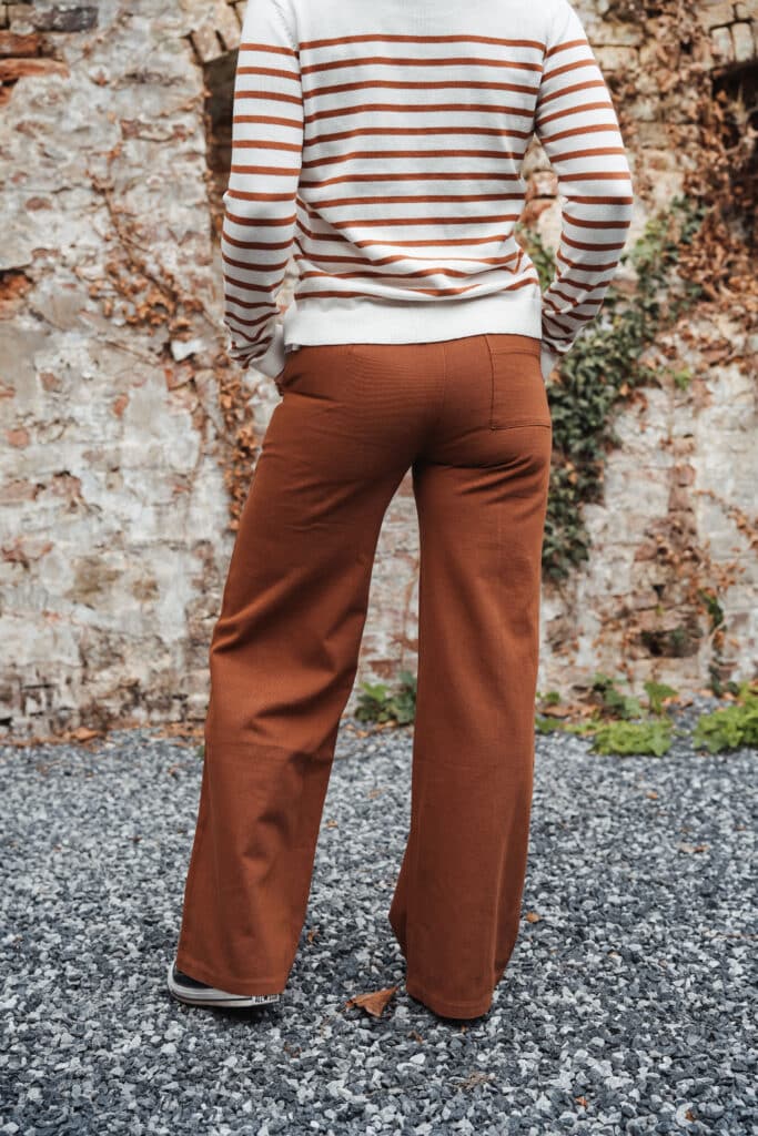 pantalon large – camel, fermeture côté