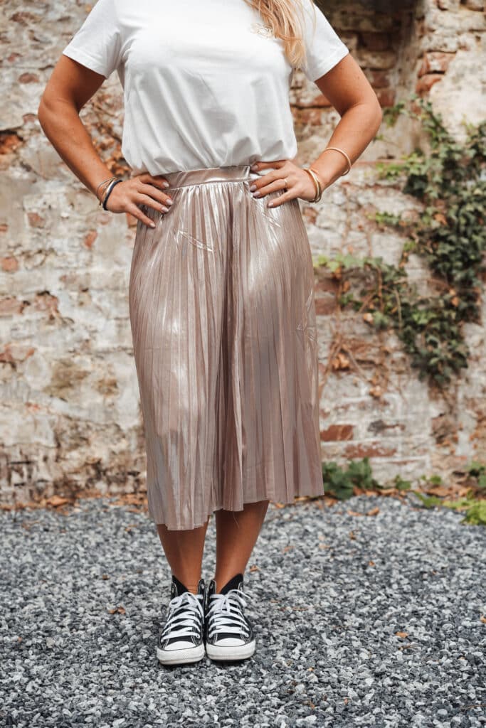 jupe brillante doré