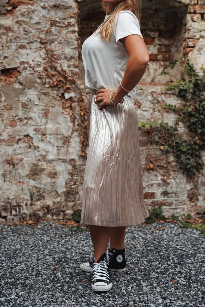 jupe brillante doré