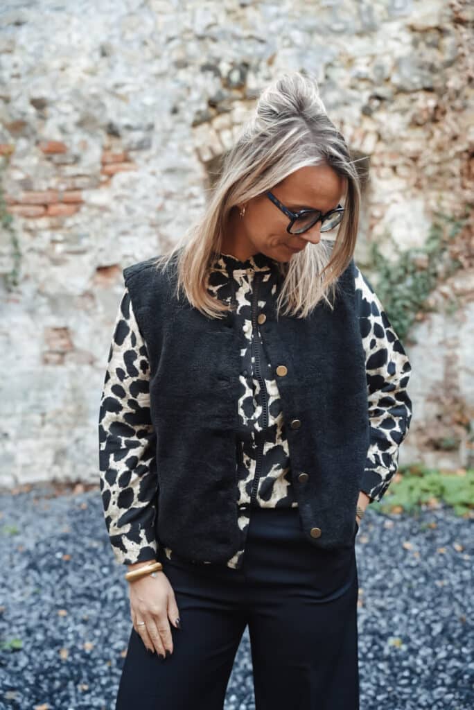 chemisier imprimé noir