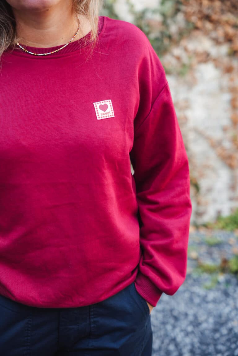 pull rouge coeur sweet