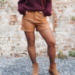 short en daim beige