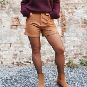 short en daim beige