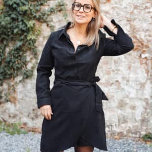 robe portefeuille velours noir