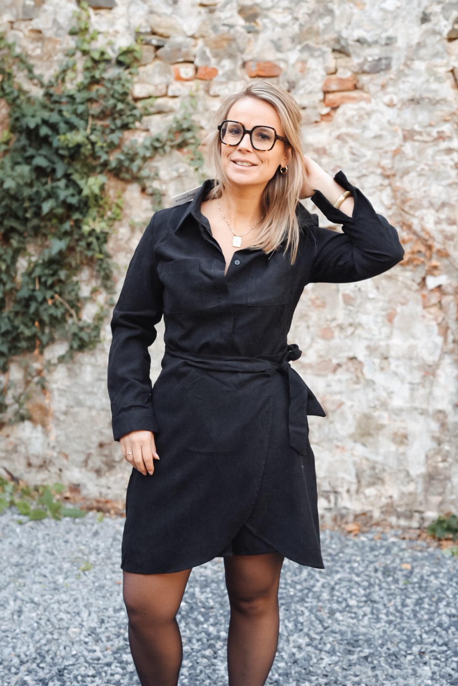 robe portefeuille velours noir