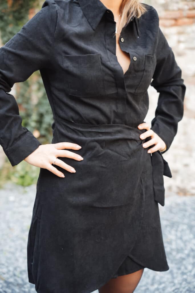 robe portefeuille velours noir