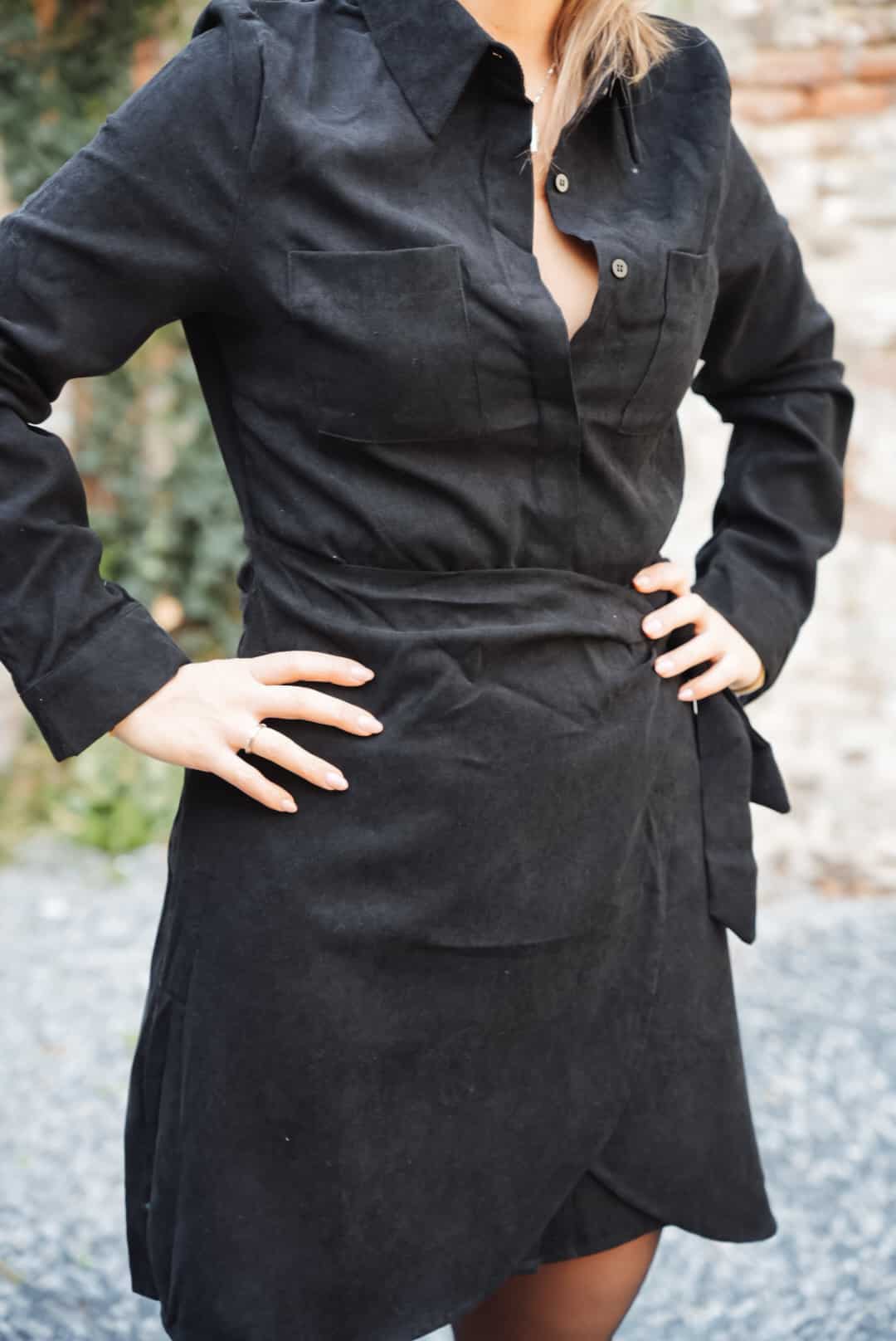 robe portefeuille velours noir