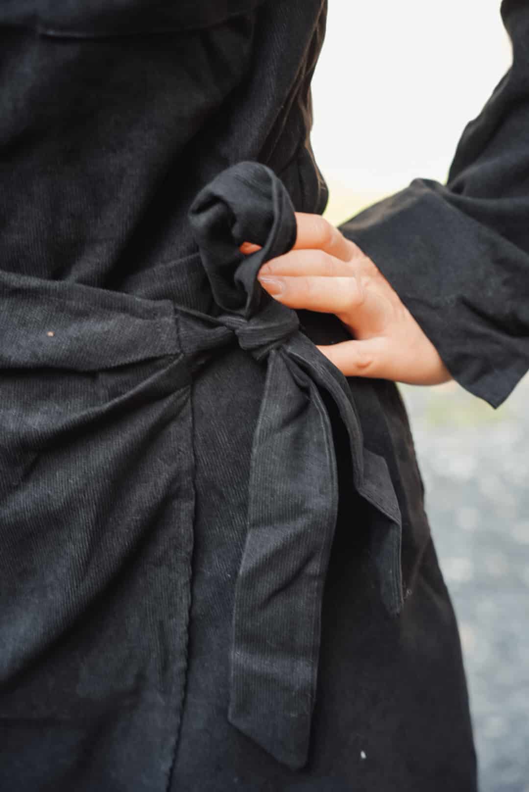 robe portefeuille velours noir