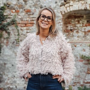 gilet gros crochet beige