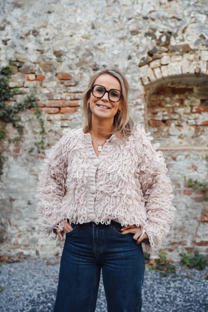 gilet gros crochet beige