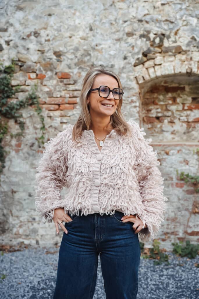 gilet gros crochet beige