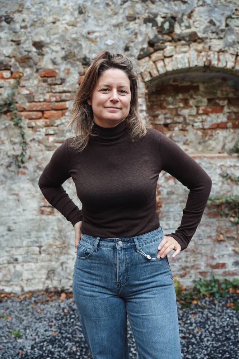 sous pull brun col roulé