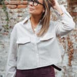 chemise lignée brun/beige