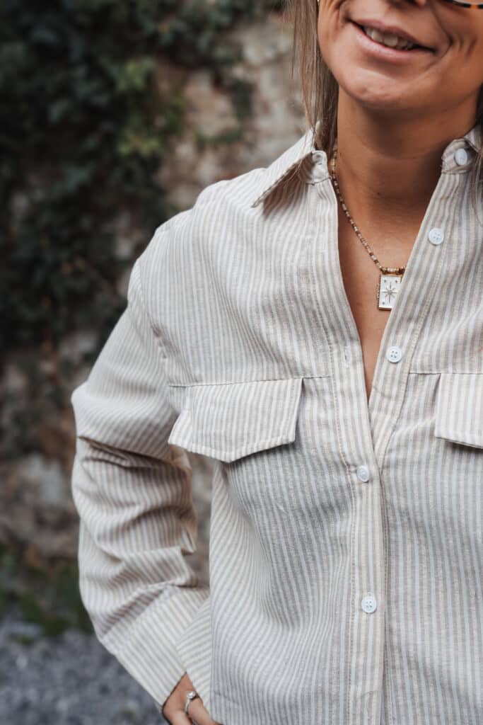 chemise lignée brun/beige