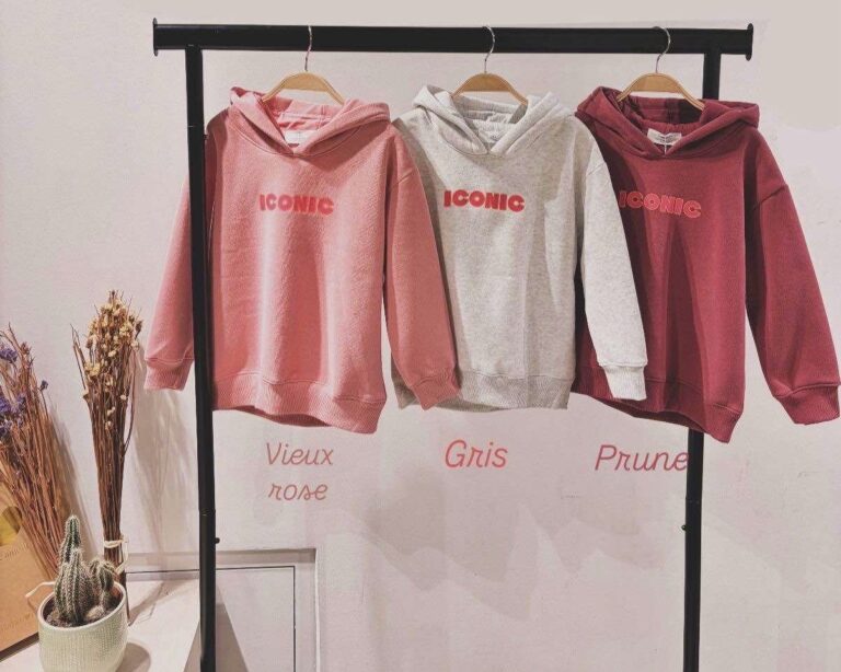 pull à capuche iconic vieux rose