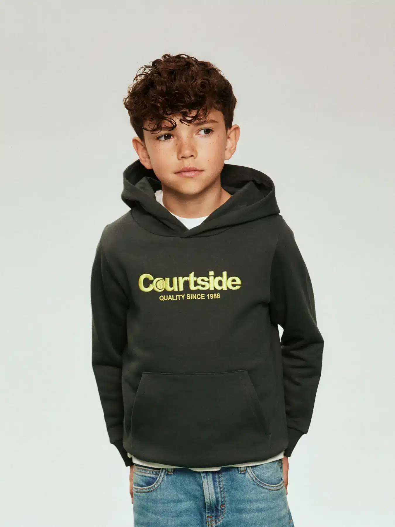 sweat à capuche kaki courtside