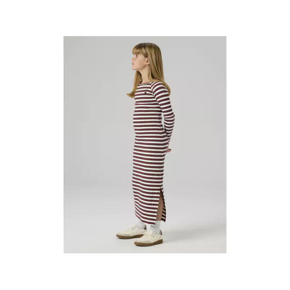 robe lignée blanche et bordeaux