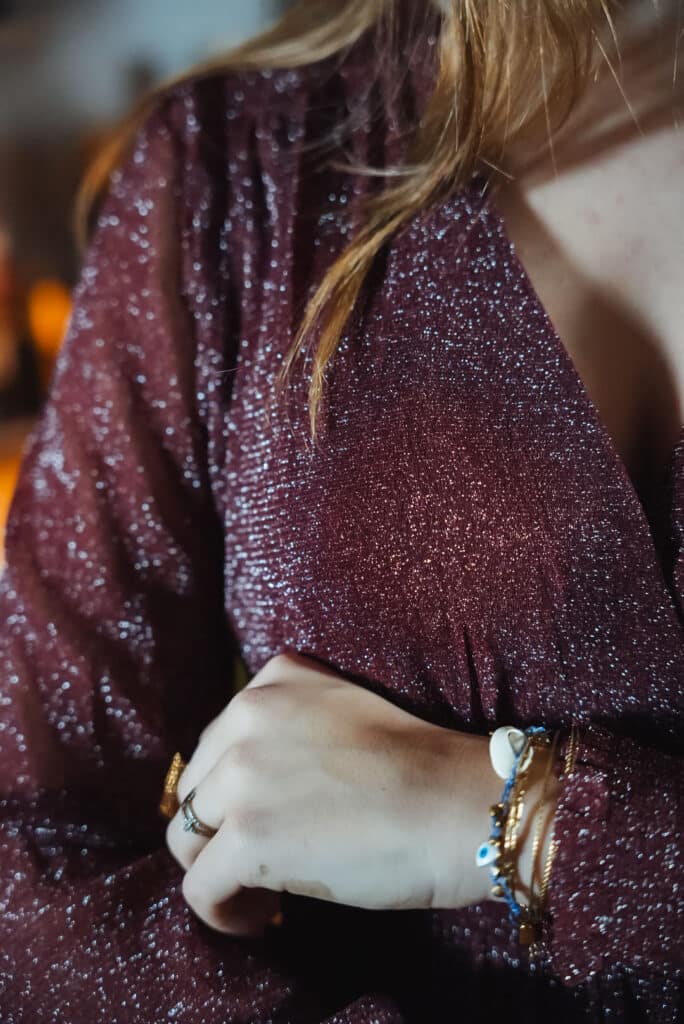 robe longue bordeaux paillette