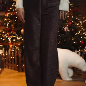 pantalon à paillettes marron