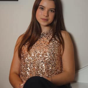 top à paillettes champagne
