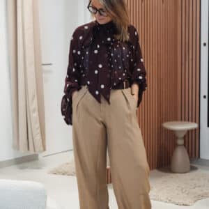 pantalon avec ceinture beige