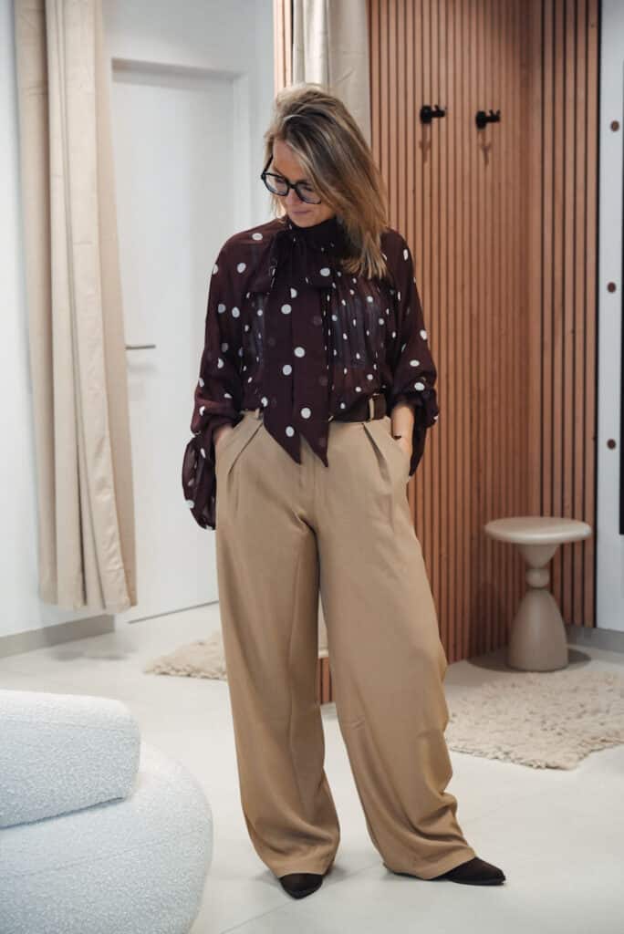 pantalon avec ceinture beige