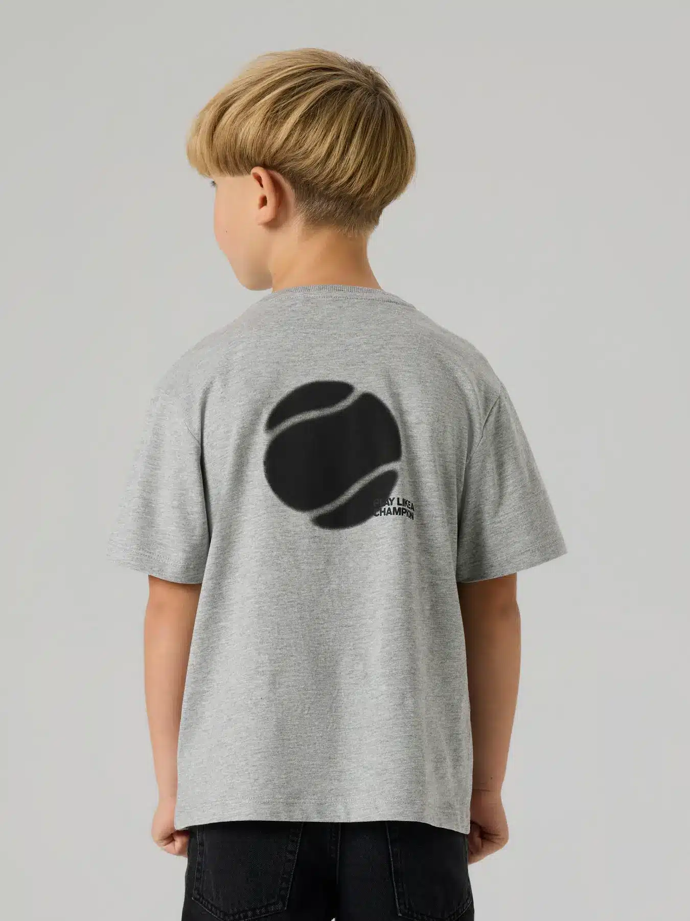 t shirt gris manche courte balle de tennis